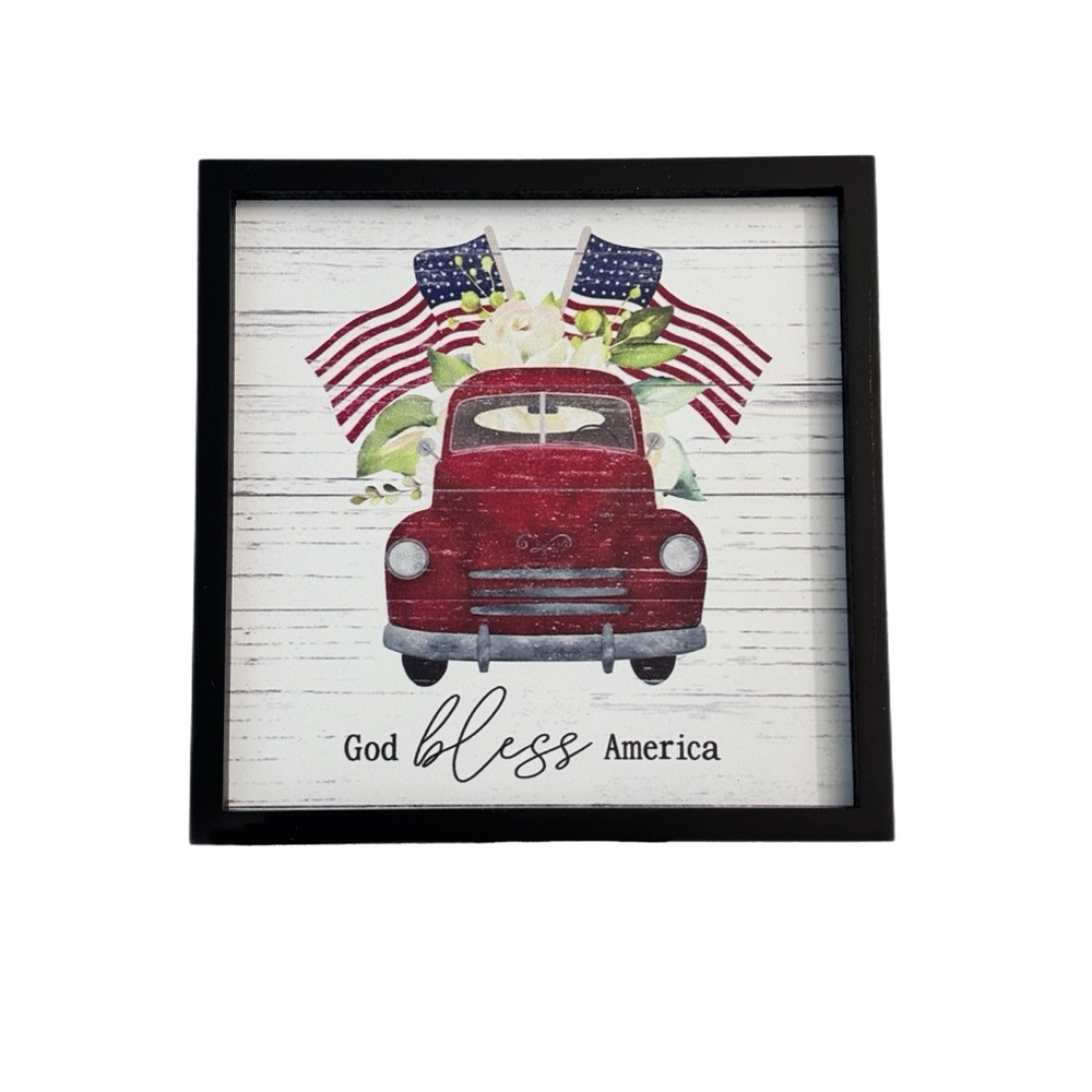 Patriotic USA Red Truck Table Art